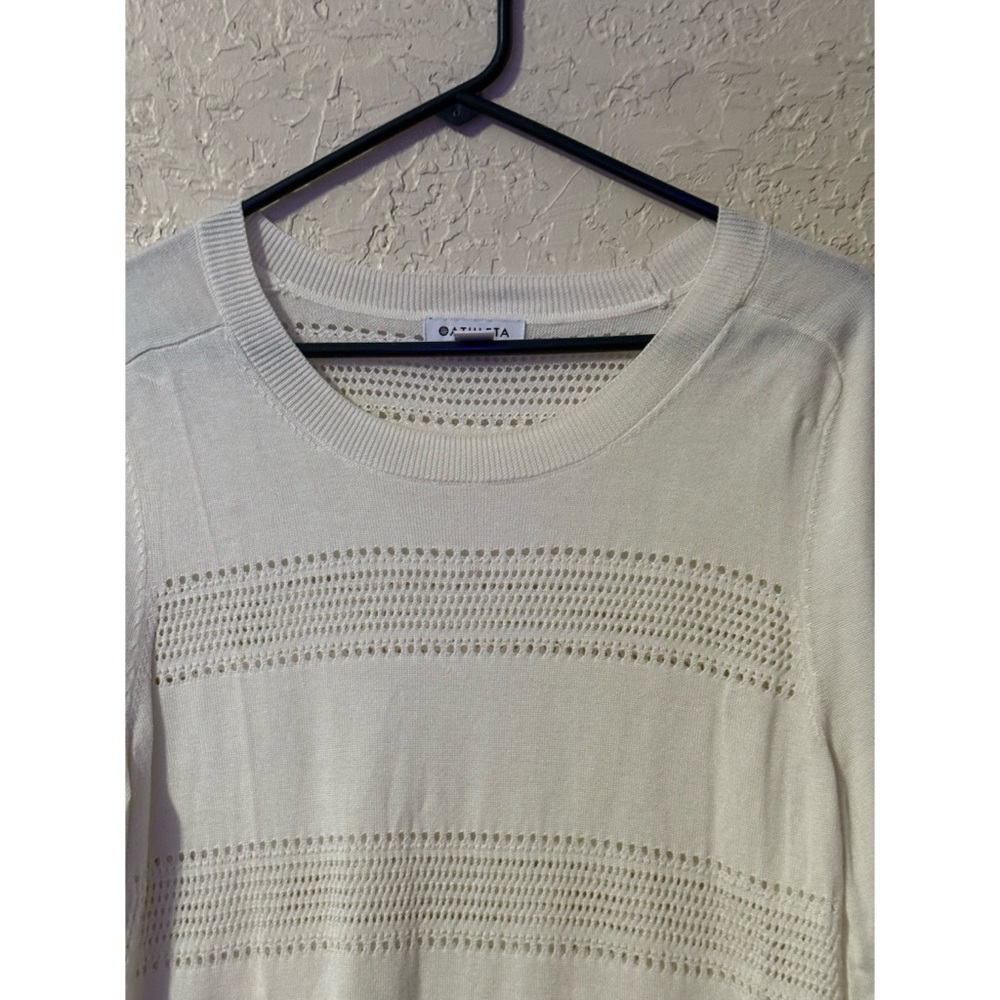 Athleta Elegant Cream Knit Sweater Long Sleeves Lightweight Size L - Picture 3 of 7